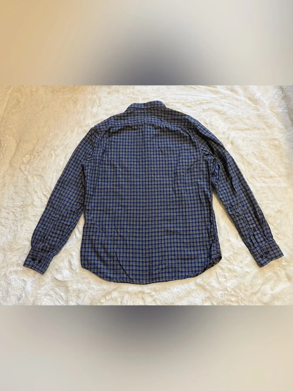 Banana Republic Luxe Flannel Shirt Men's Medium M Camden Fit Blue Plaid